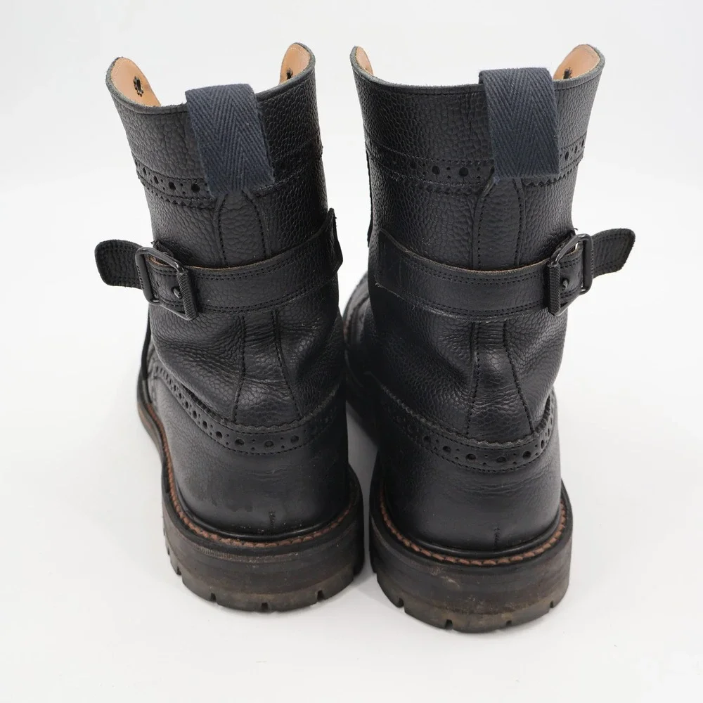 Tricker's Belstaff M7942 Brogue Boots Mens 12 Black Pebble Leather Wingtip UK 12